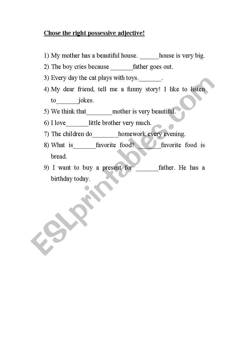 Possessive Adjectives worksheet