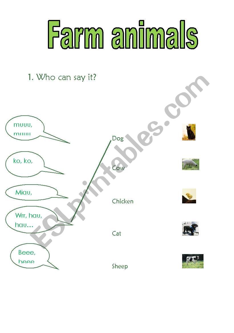 Farm animals worksheet