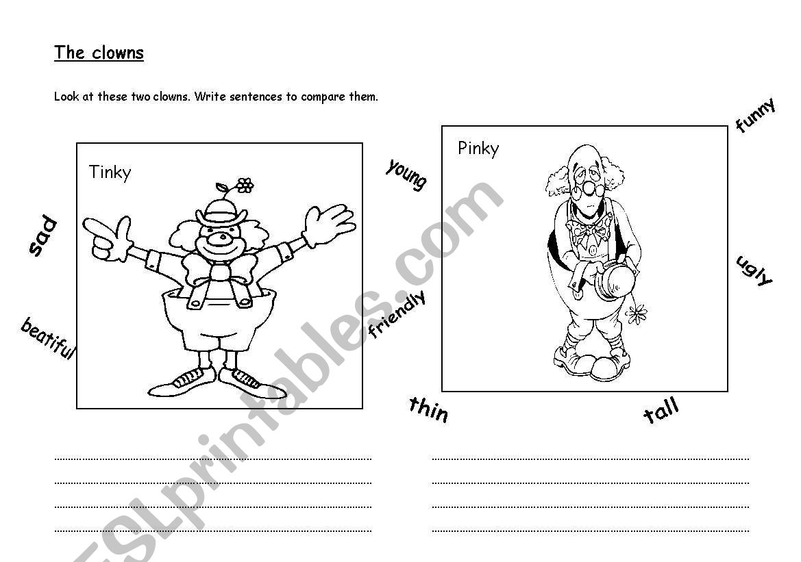 Compare the clowns worksheet