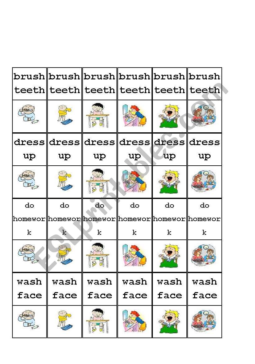 daily activities domino game 1/2