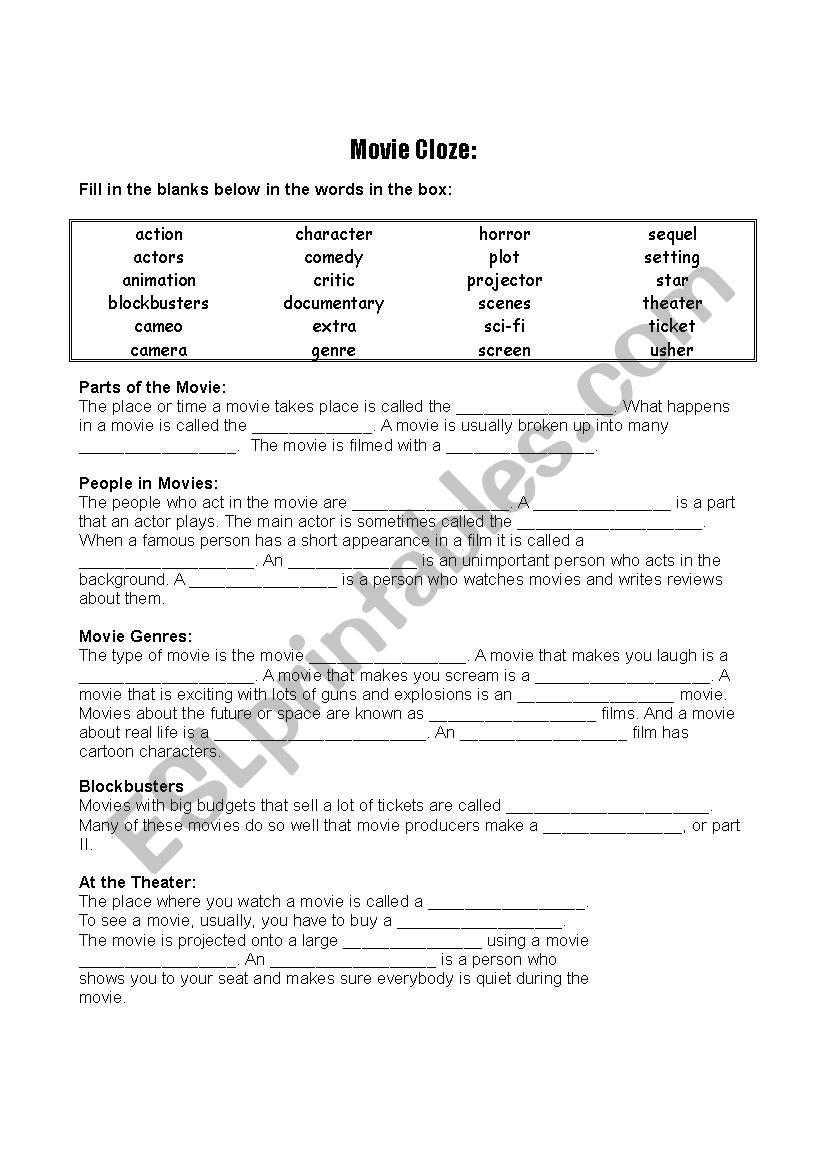 Movies worksheet