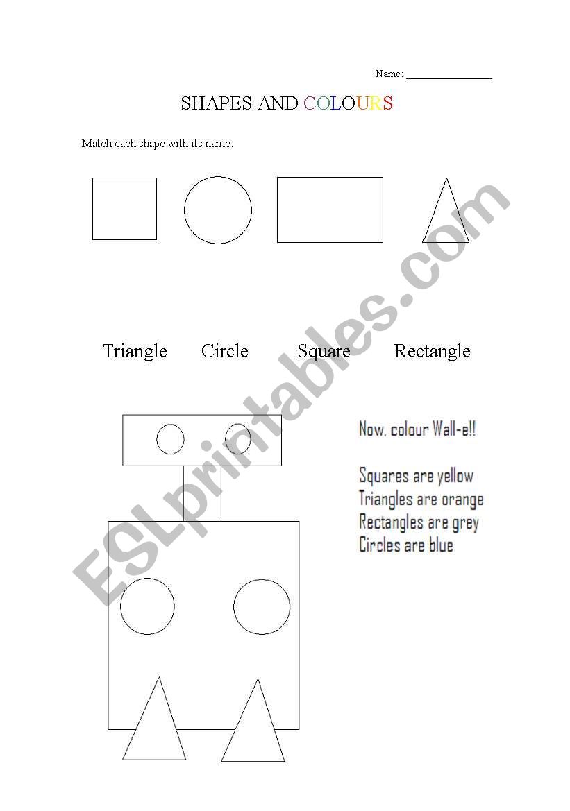 Shapes and colours worksheet