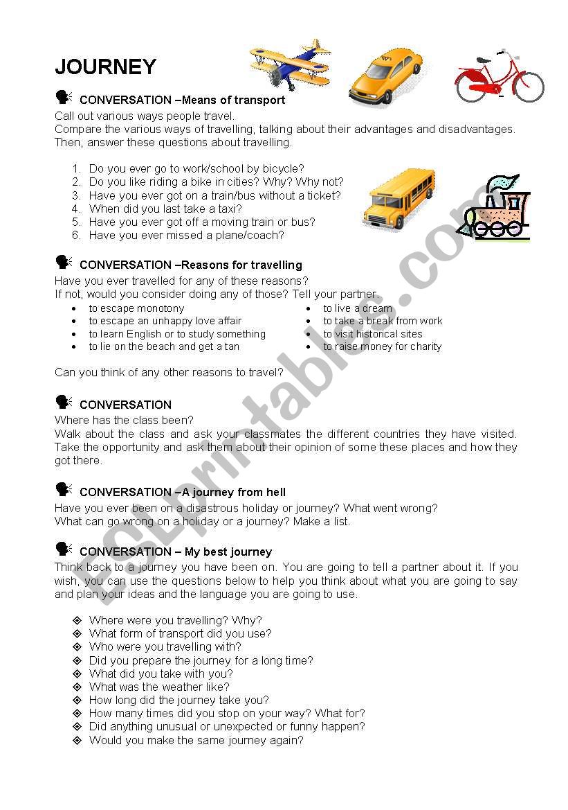 Journey worksheet