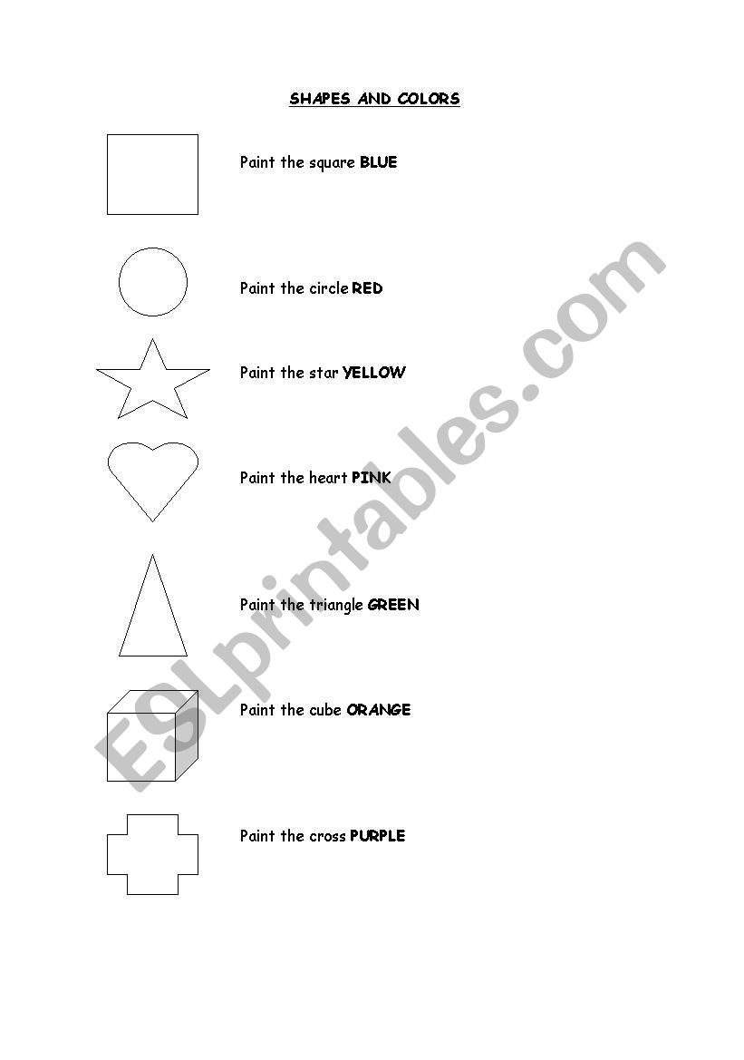 SHAPES AND COLORS worksheet