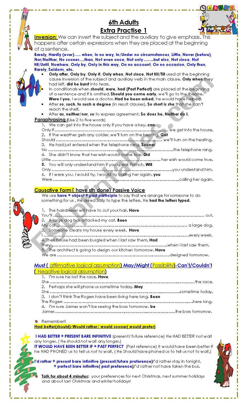 Grammar Practice for upper intermediate Students