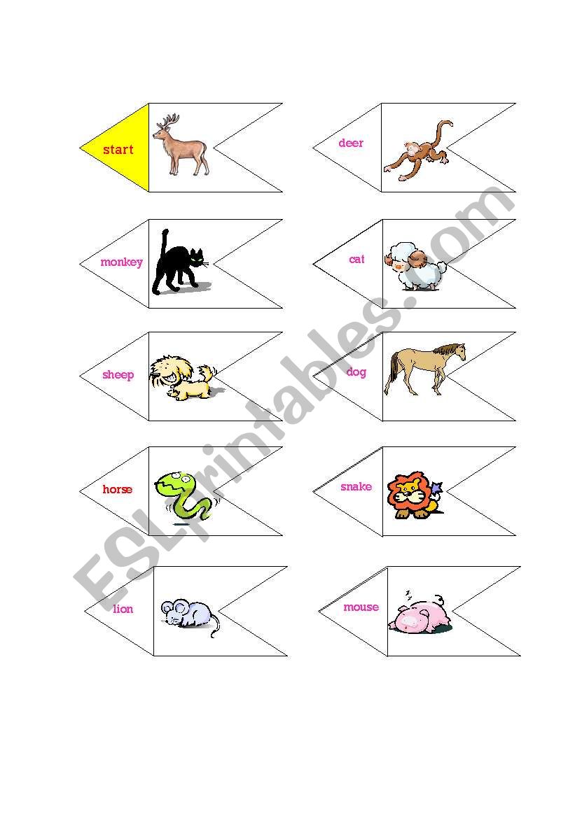 domino (19 animals and names) worksheet