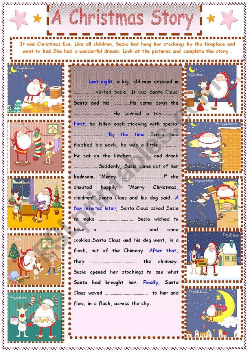 Writing  : A Christmas Story worksheet