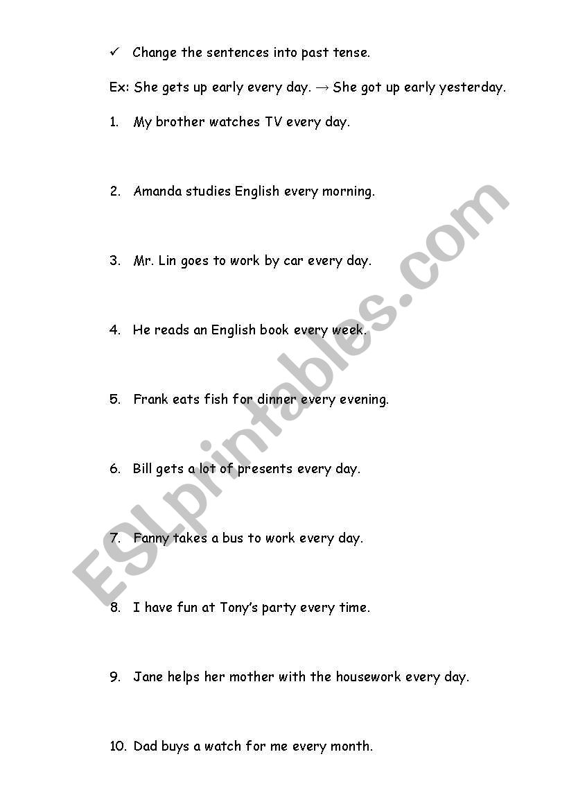 Past Tense  worksheet