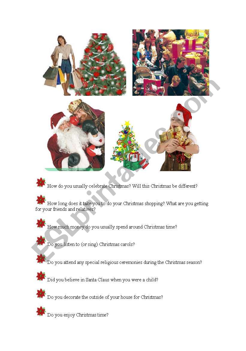 xmas speaking worksheet