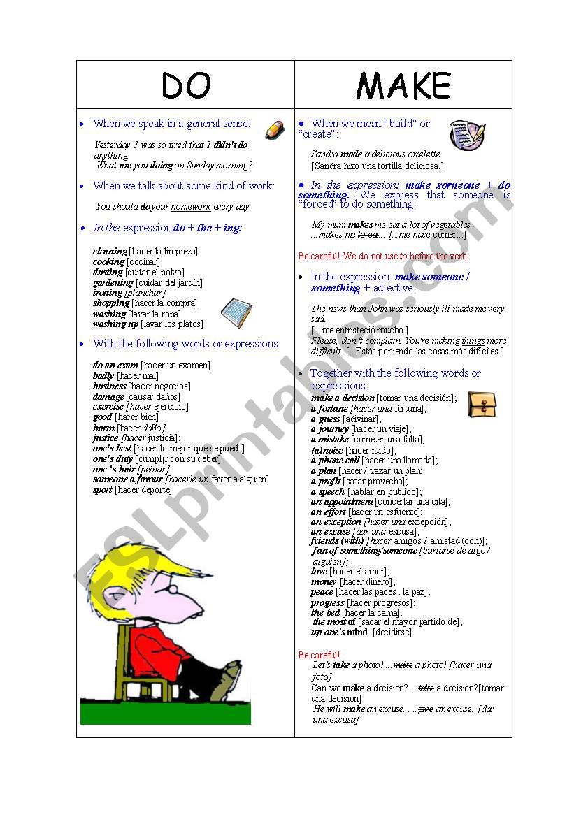 Do vs. Make worksheet