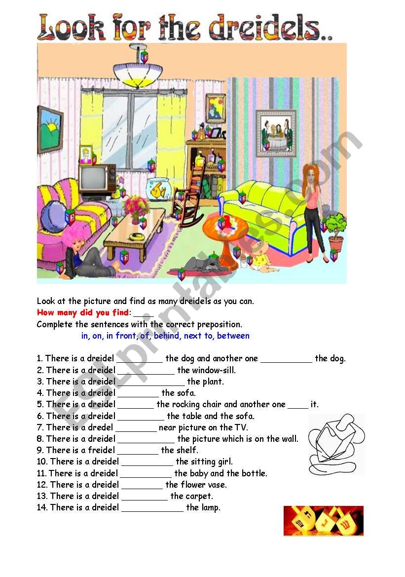 Look for the dreidel worksheet