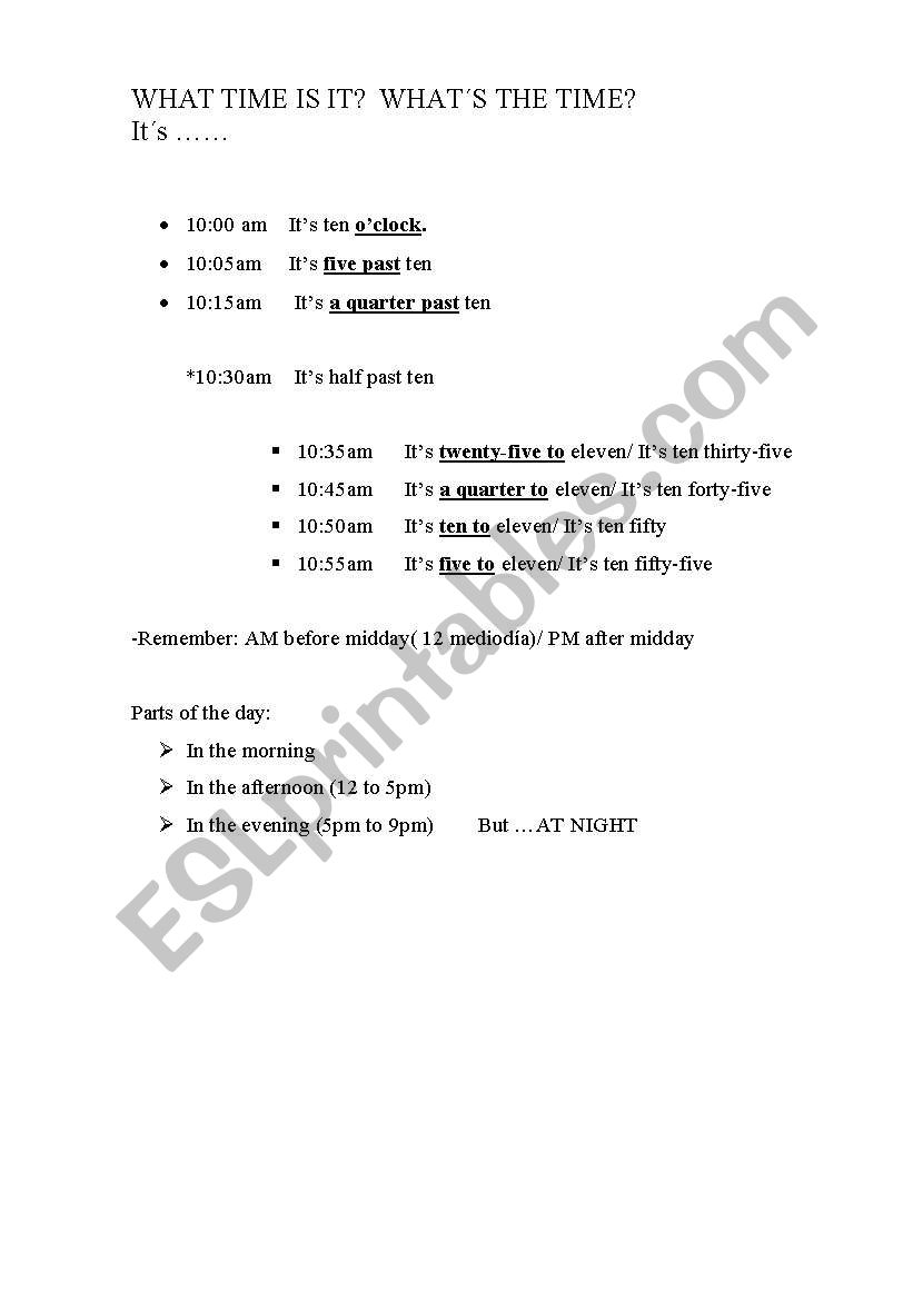 WHAT TIME IS IT? worksheet