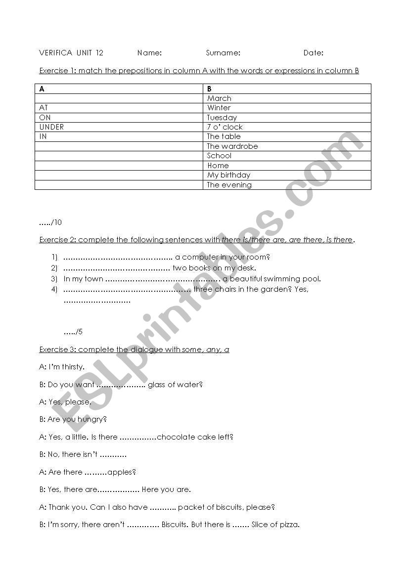 Test on some/any, there is/there are, prepositions and pets in Great Britain