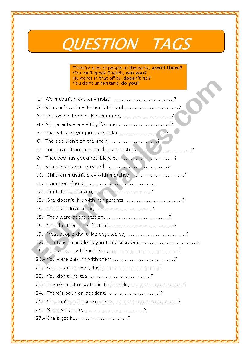 Question Tags worksheet