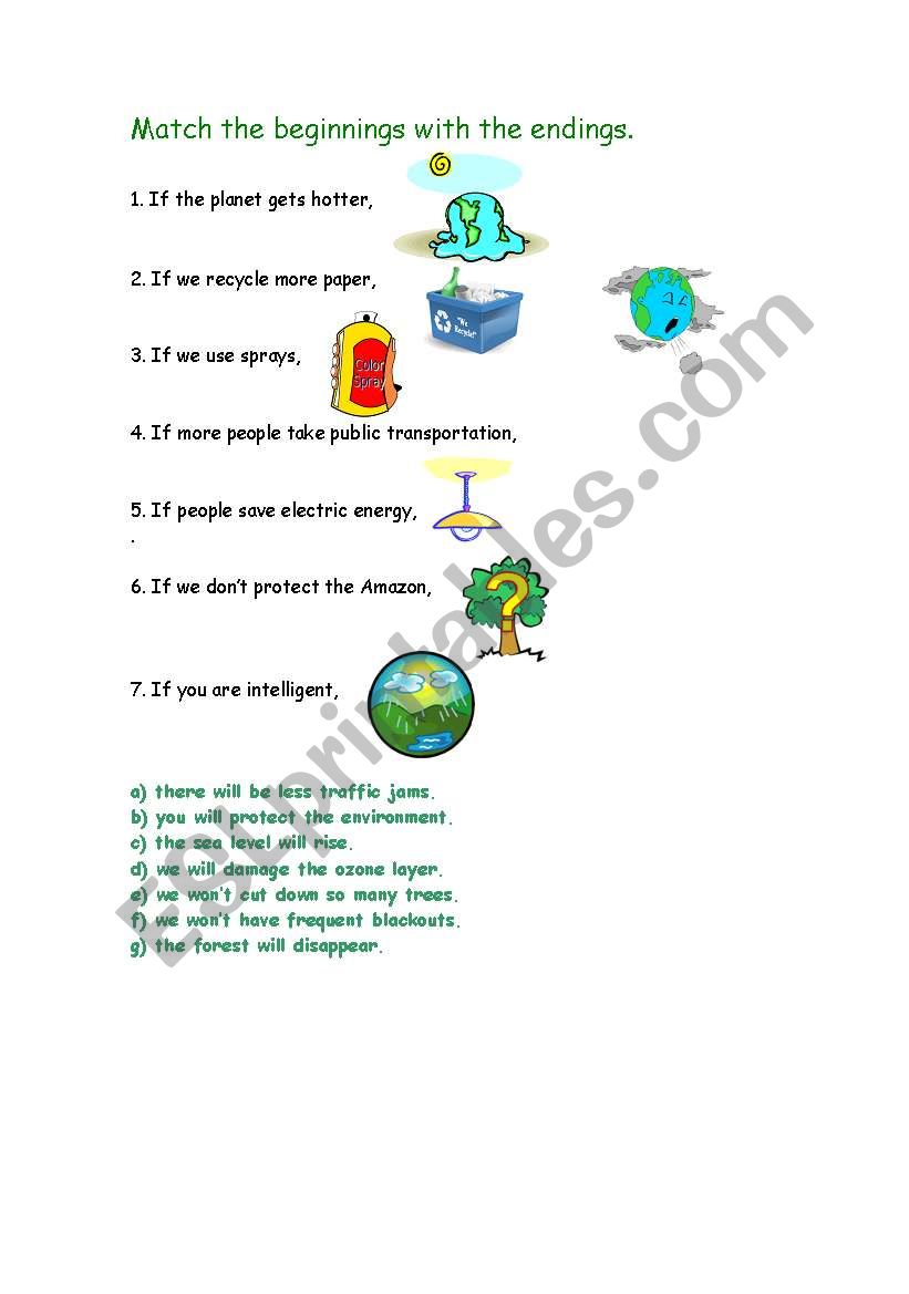 environmental consequences worksheet