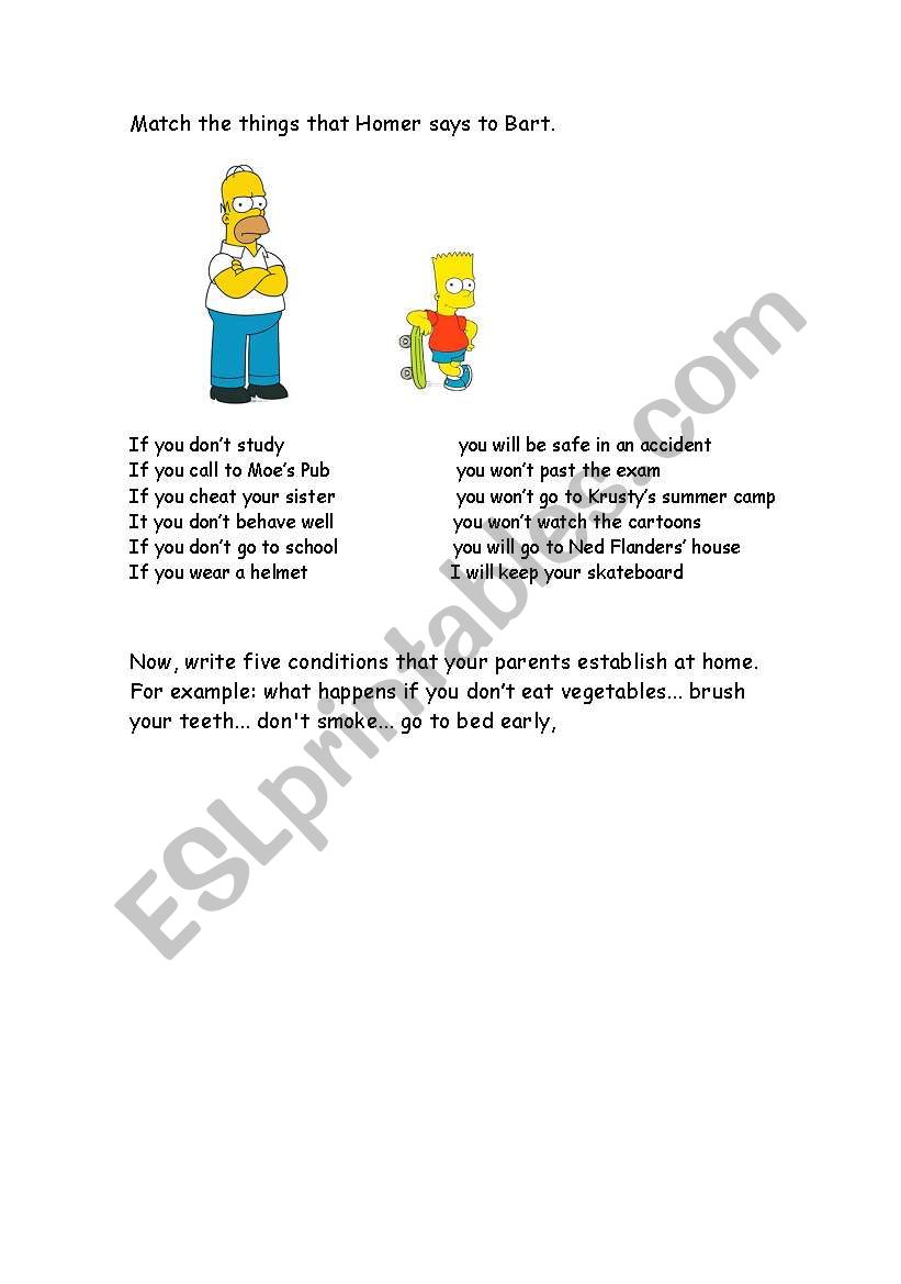 Homers conditions worksheet