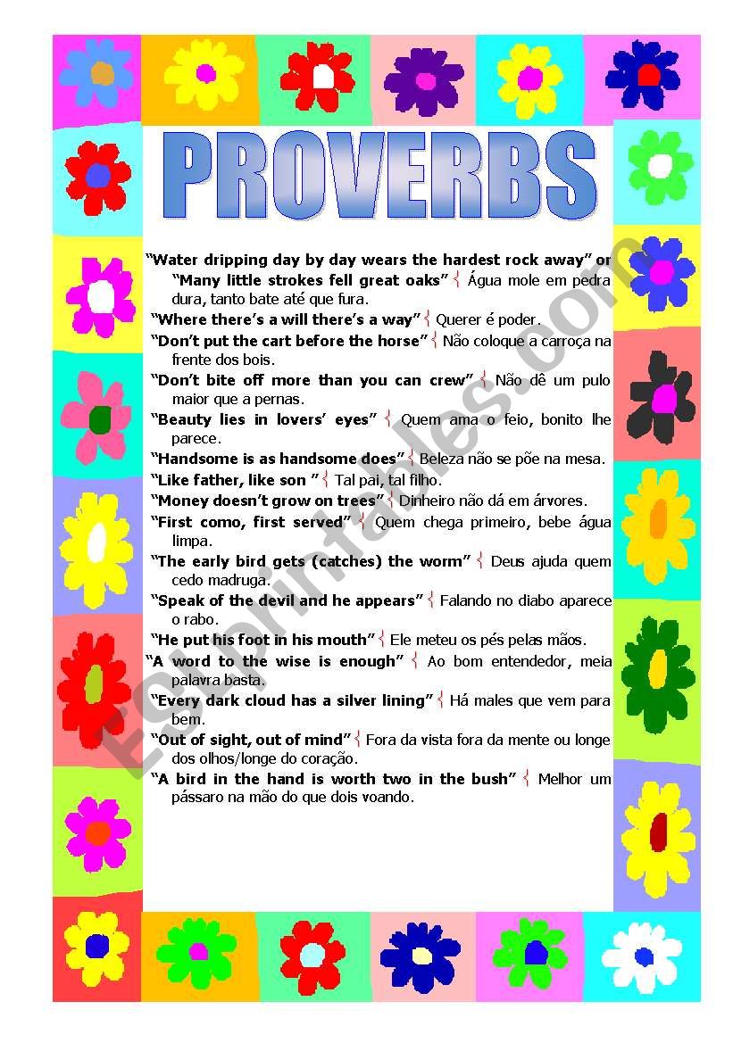 Proverbs - 4 PAGES worksheet