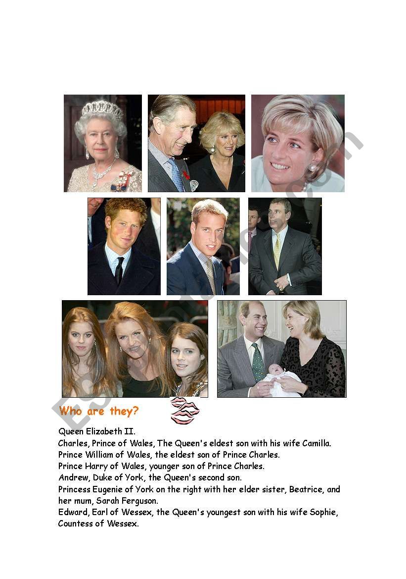 the British Royal family worksheet