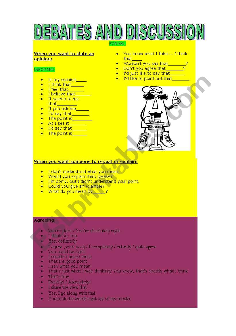 debates and discussion worksheet