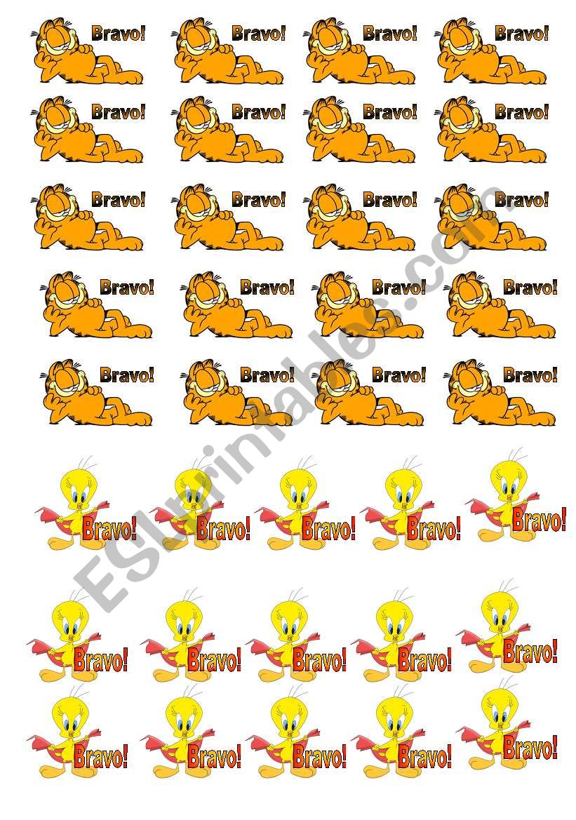 garfield and tweety stickers worksheet