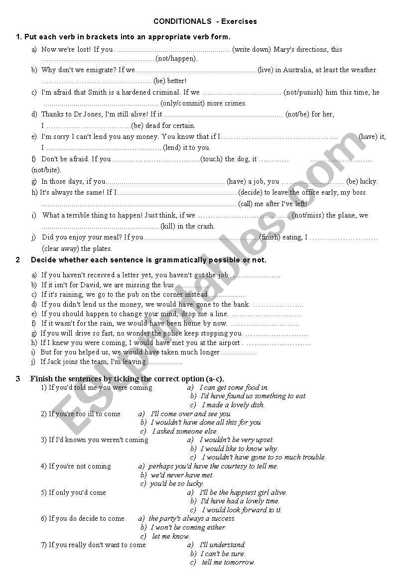 Conditional sentences  - Part 1