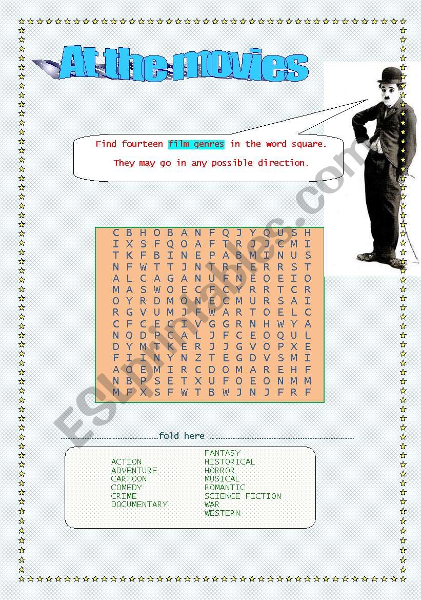 AT THE MOVIES PUZZLE worksheet