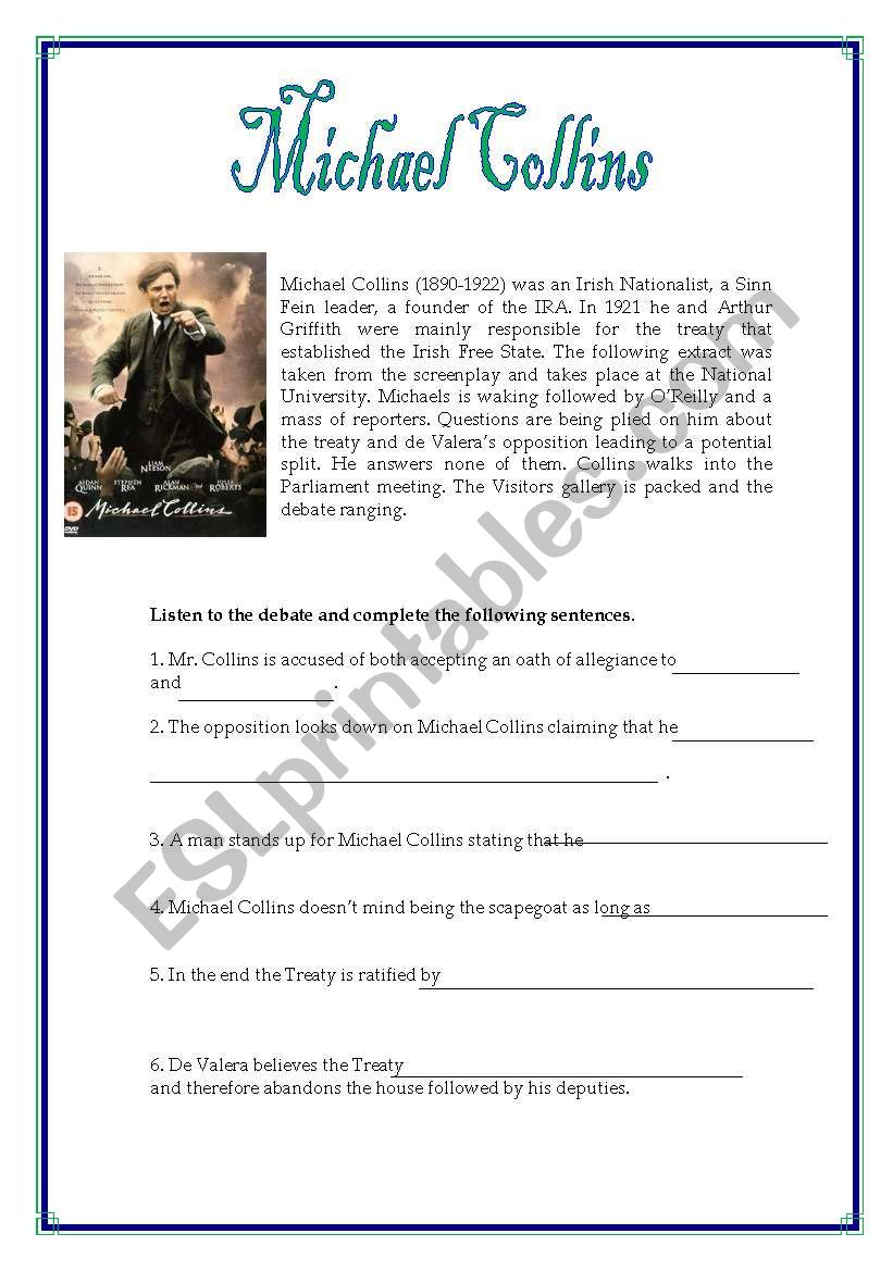 Michael Collins movie worksheet