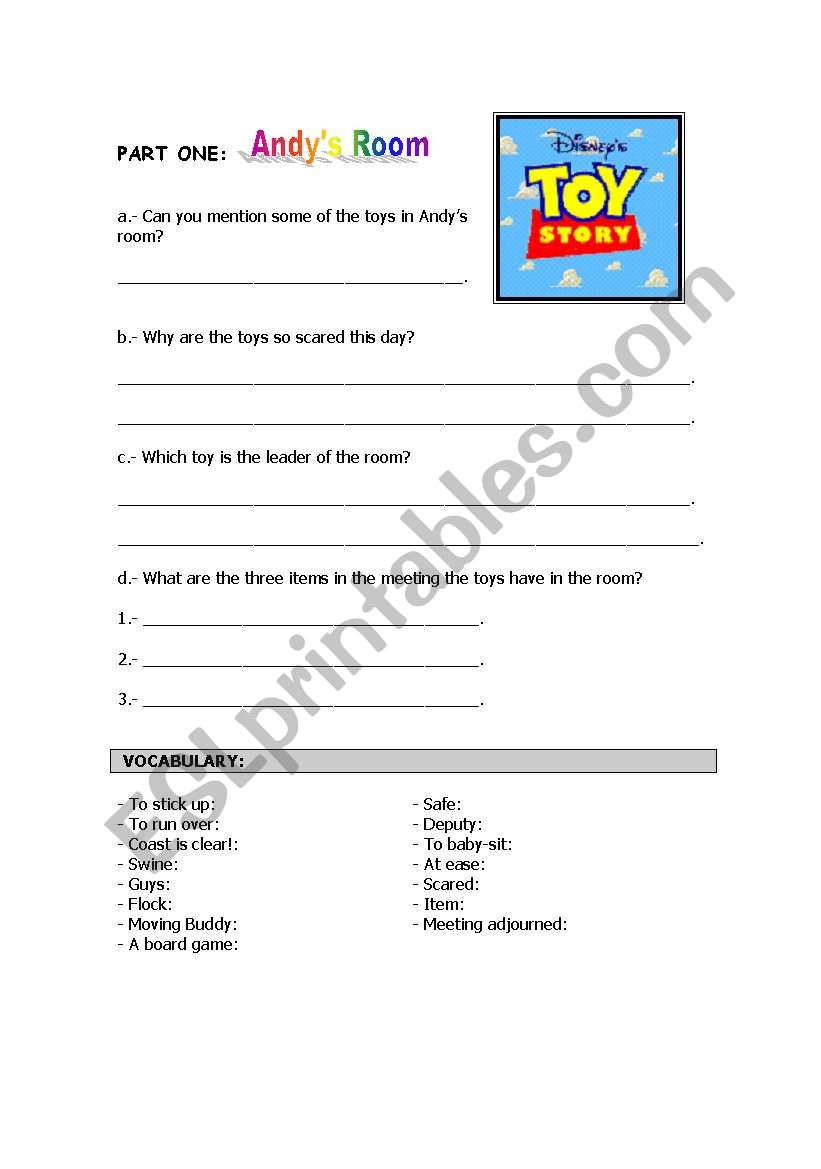 Toy Story worksheet