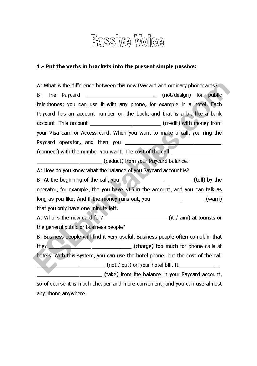 Passive Voice worksheet