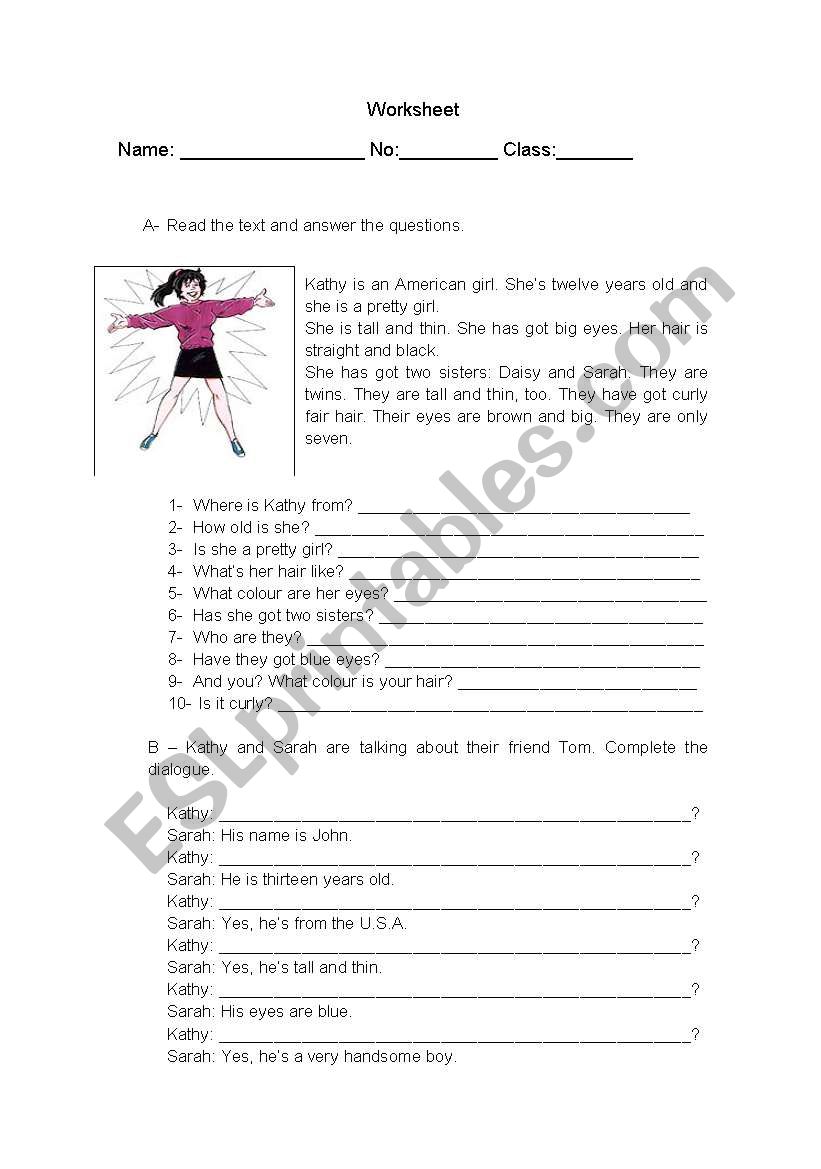 Describing people worksheet