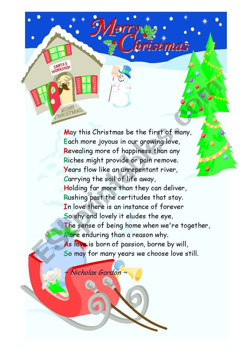 Christmas poem by Nicholas Gordon
