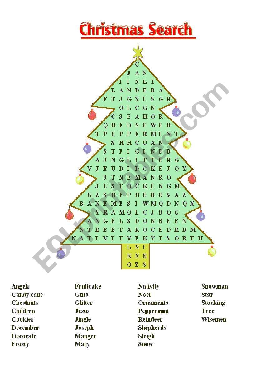 Christmas Search worksheet
