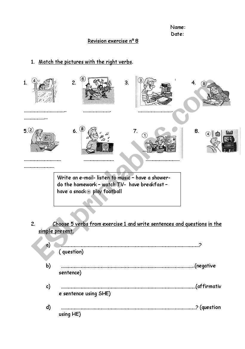 SIMPLE PRESENT REVISION EXERCISE