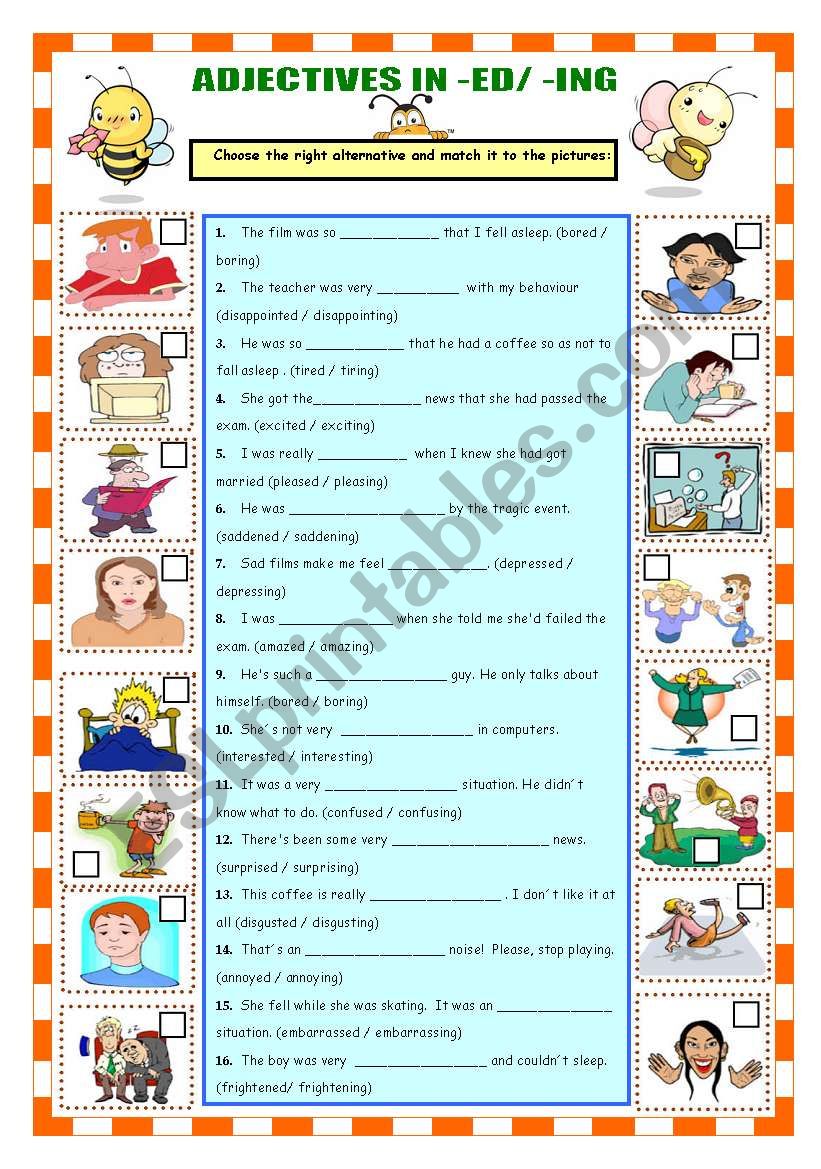 ADJECTIVES IN -ED / -ING worksheet