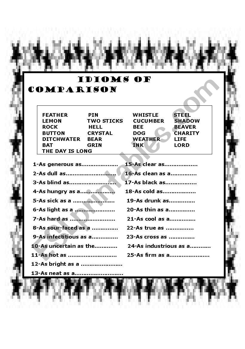 IDIOMS COMPARISON worksheet