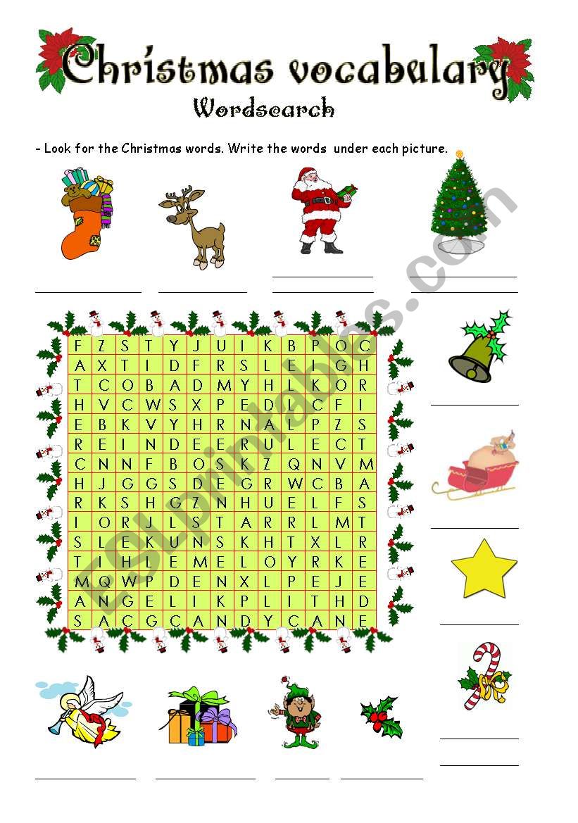 Christmas vocabulary  worksheet