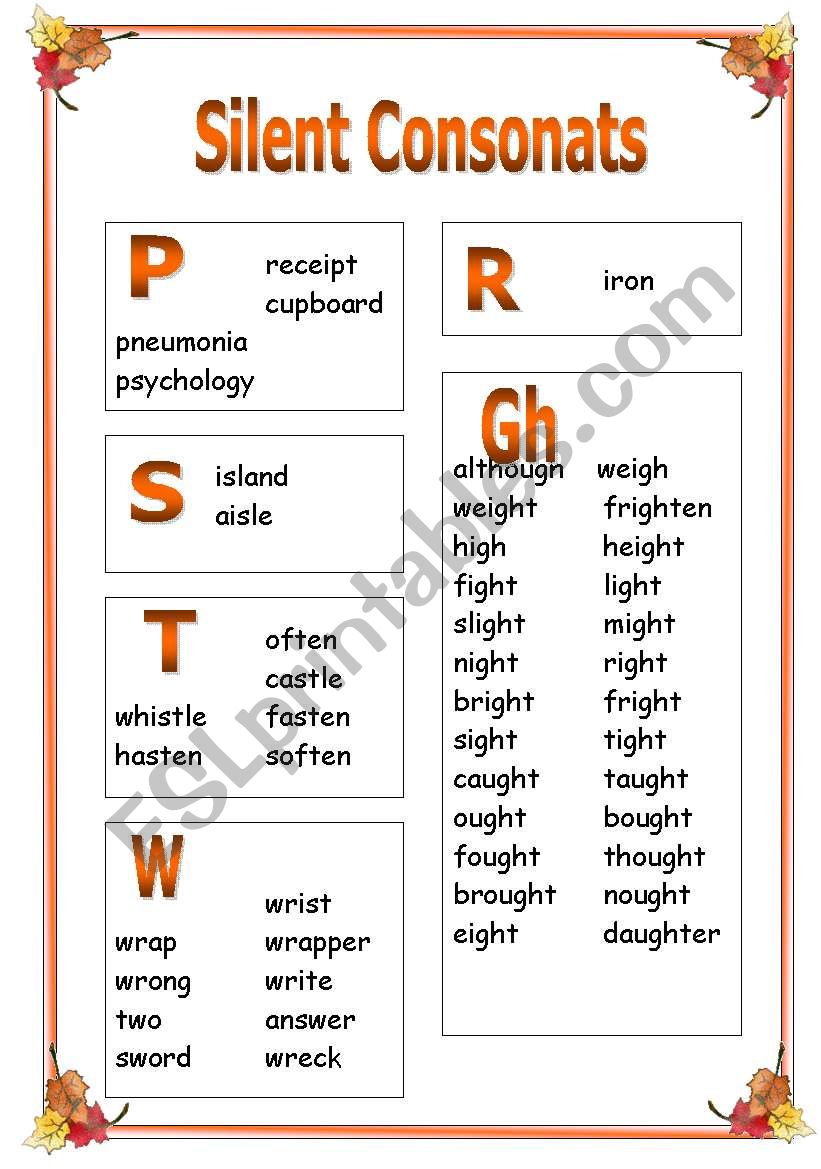 Silent Consonants PART 2 worksheet