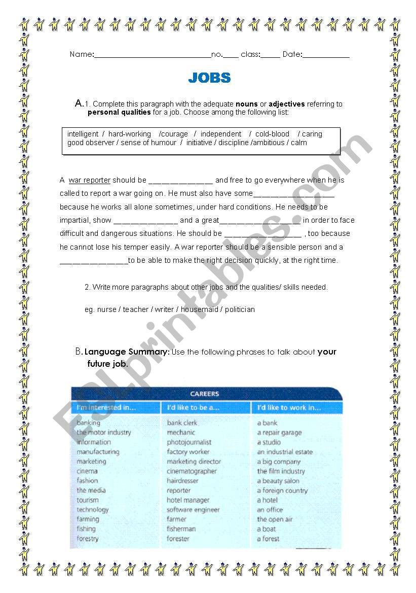 Future Career worksheet