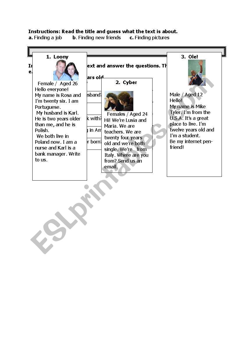 READING  worksheet