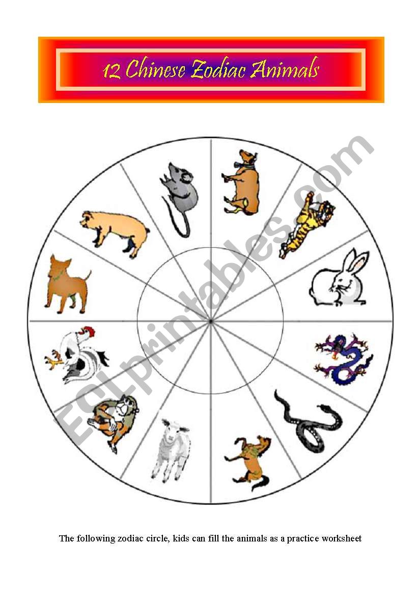 12 Chinese zodiac animals 5 pages