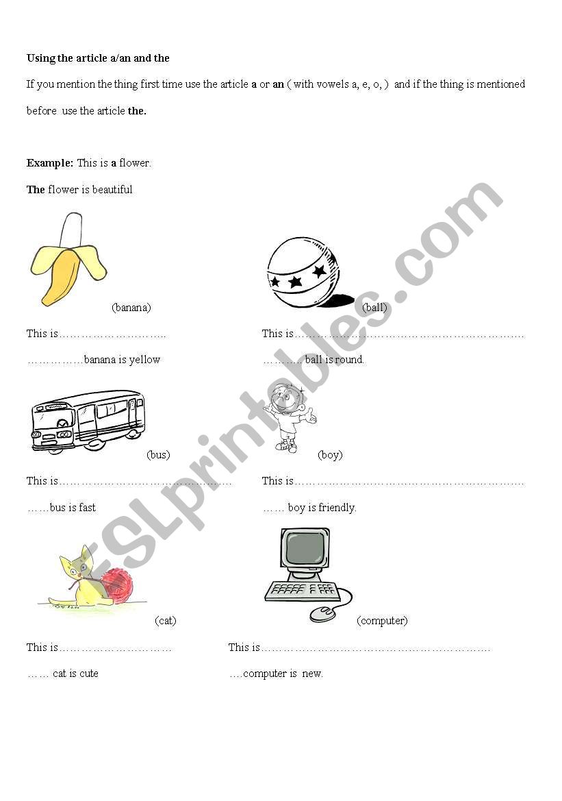 Using a/an and the worksheet