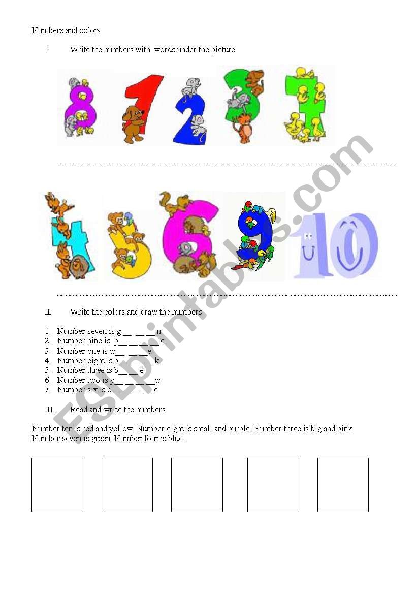 number and colors worksheet