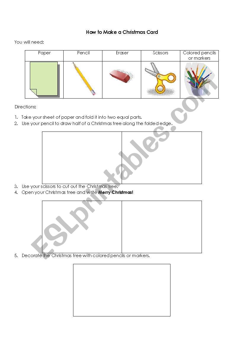 Make a Christmas Card worksheet