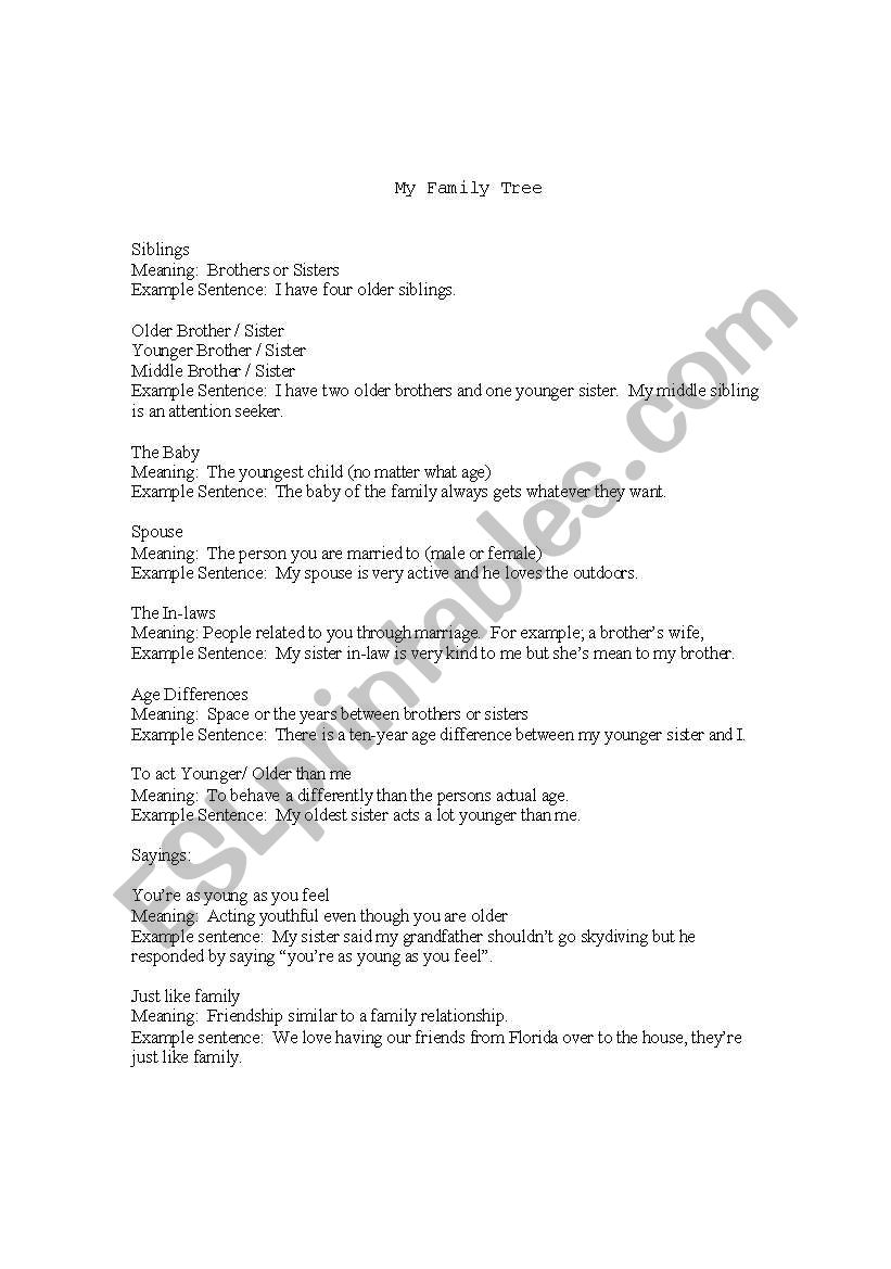 Family Relationship Vocabulary