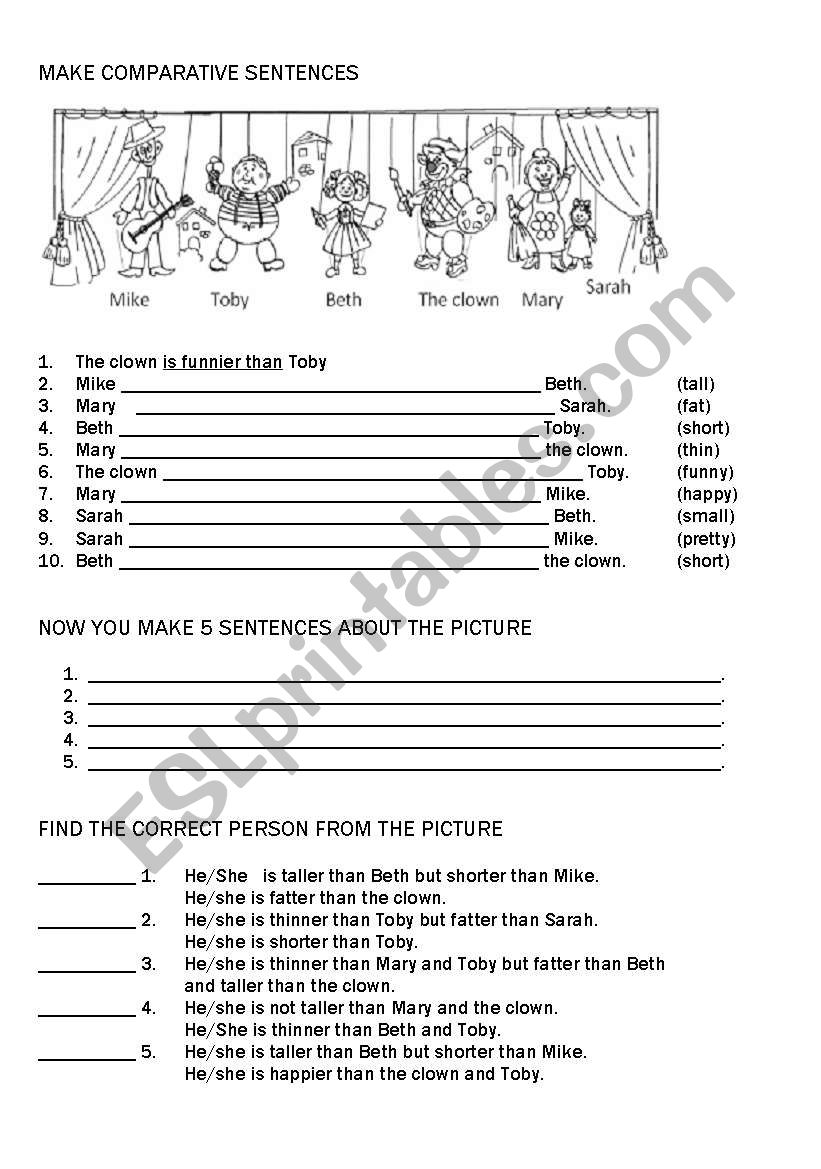 comparative exercise worksheet