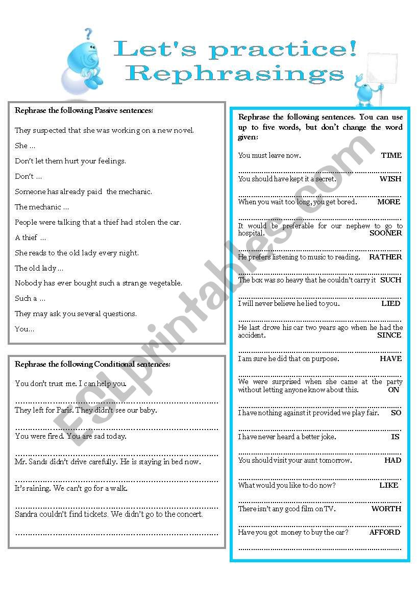 LETS PRACTICE! 2 --- REPHRASINGS