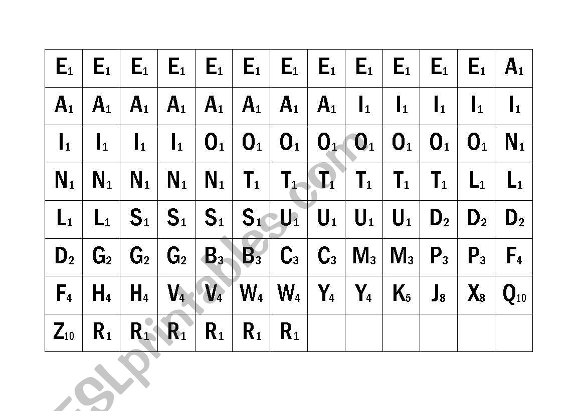 Word Game Letters worksheet