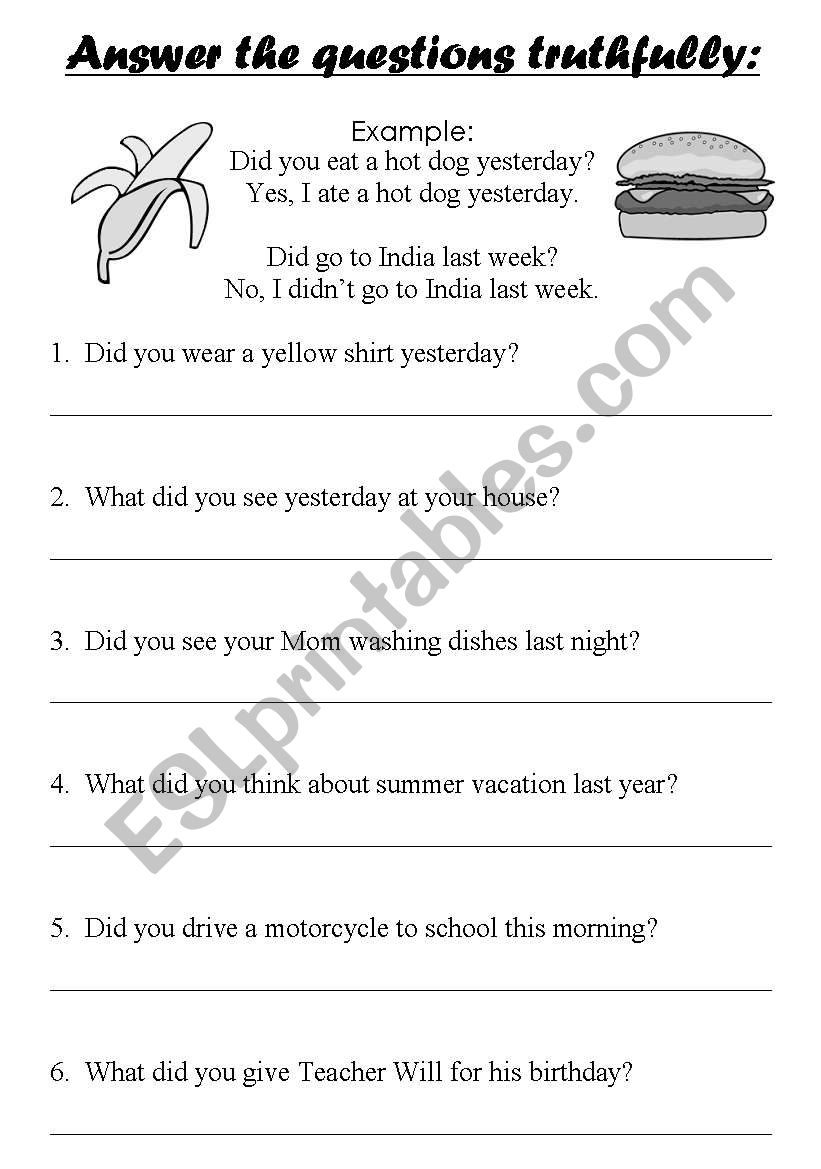 Didnt and the past tense worksheet