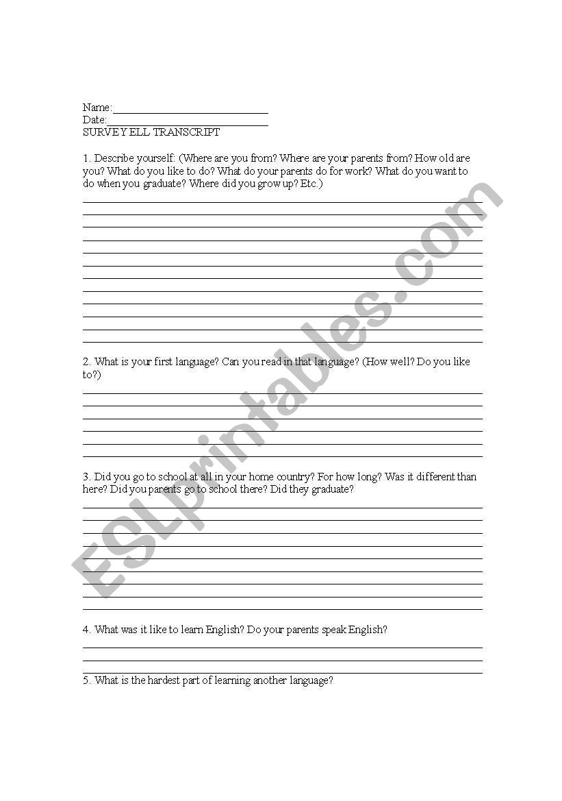 Getting to know your ELL students