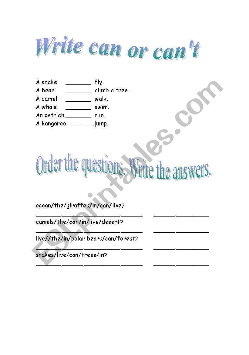 Grammar  with animals worksheet